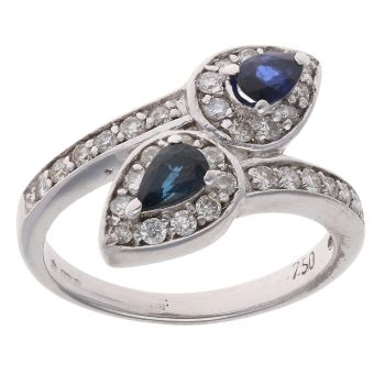 18ct White Gold 0.33ct Diamond And Sapphire Cluster Twist Ring