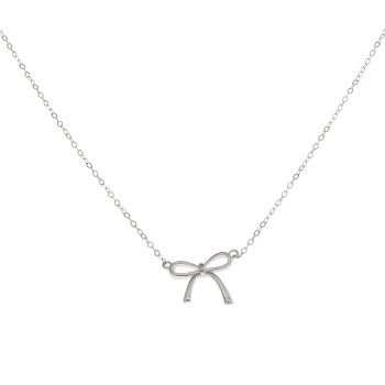 Silver Bow Pendant And Chain 18" By Icesia
