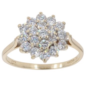 9ct Yellow Gold Cubic Zirconia Cluster Ring