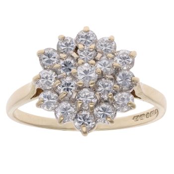 9ct Yellow Gold Cubic Zirconia Cluster Ring