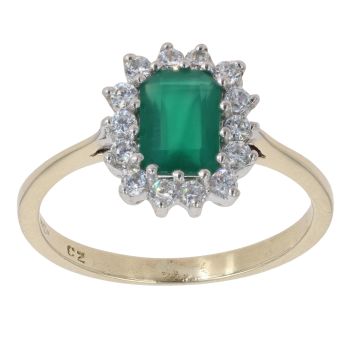 9ct Yellow Gold Chalcedony And Cubic Zirconia Cluster Ring