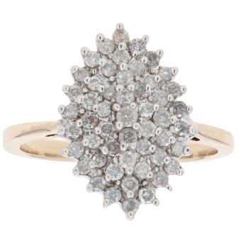 9ct Yellow Gold 0.80ct Brilliant Cut Diamond Cluster Ring
