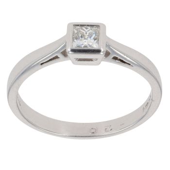 Platinum 0.20ct Princess Cut Diamond Solitaire Ring