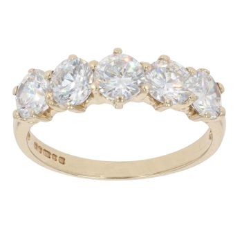 9ct Yellow Gold Cubic Zirconia Five Stone Ring