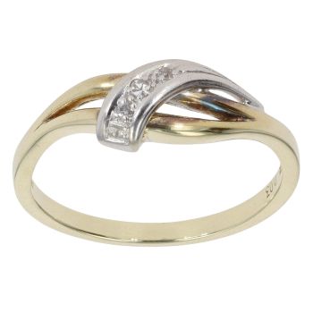 14ct Yellow Gold 0.03ct Diamond Crossover Ring