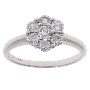 9ct White Gold 0.75ct Brilliant Cut Diamond Cluster Ring