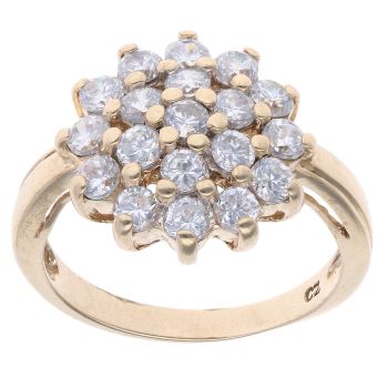 9ct Yellow Gold Cubic Zirconia Cluster Ring