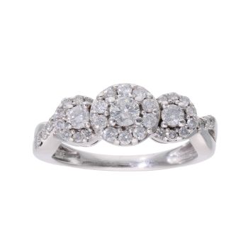 18ct White Gold Triple 0.50ct Diamond Cluster Ring