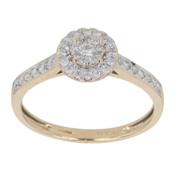 9ct Yellow Gold 0.33ct Diamond Cluster Ring