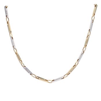 14ct Yellow And White Gold Belcher And Bar Chain 24"