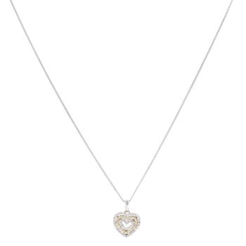 18ct Yellow And White Gold 0.25ct Diamond Heart Pendant And Chain 18"