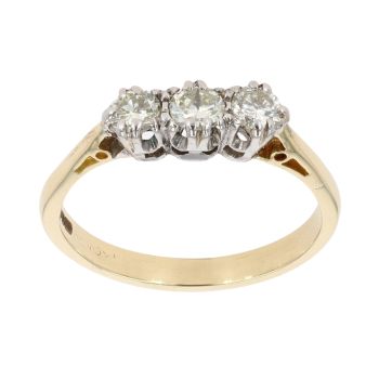 18ct Yellow Gold And Palladium 0.50ct Diamond Trilogy Ring