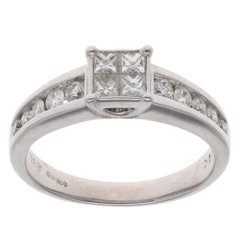 18ct White Gold 0.56ct Diamond Cluster Ring