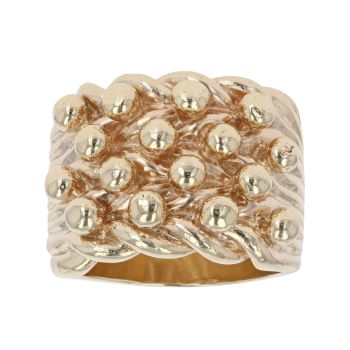 9ct Yellow Gold Four Row Keeper Ring