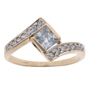 14ct Yellow Gold Cubic Zirconia Twist Ring