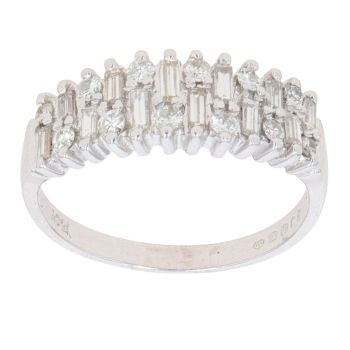 18ct White Gold 0.30ct Brilliant and Baguette Cut Diamond Cluster Ring
