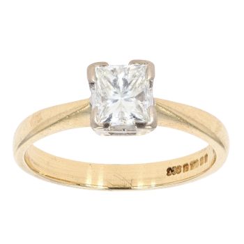 18ct Yellow Gold 0.75ct Diamond Princess Cut Solitaire Ring