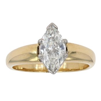 18ct Yellow Gold Marquise Cut 1.00ct Diamond Solitaire Ring