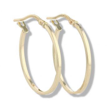 9ct Yellow Gold Oval Hoop Earrings