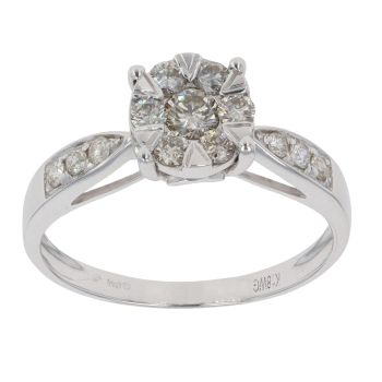 18ct White Gold 0.55ct Diamond Cluster Ring
