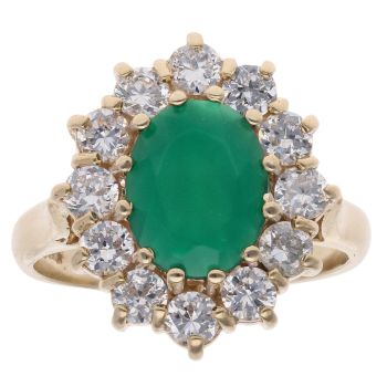 9ct Yellow Gold Cubic Zirconia And Chalcedony Cluster Ring