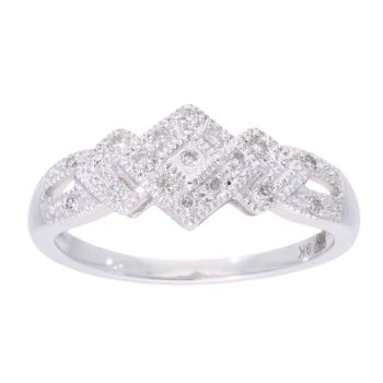 9ct White Gold Diamond Fancy Ring