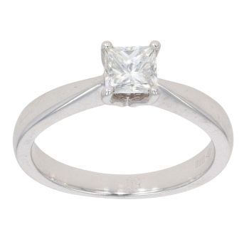 Platinum 0.50ct Princess Cut Diamond Solitaire Ring