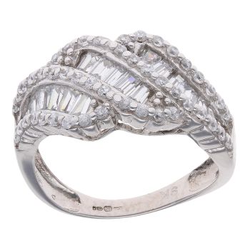9ct White Gold Cubic Zirconia Cluster Ring