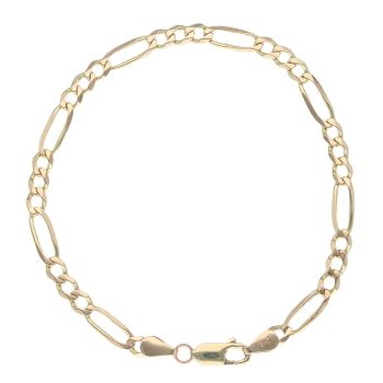 9ct Yellow Gold Figaro Bracelet 7.5"