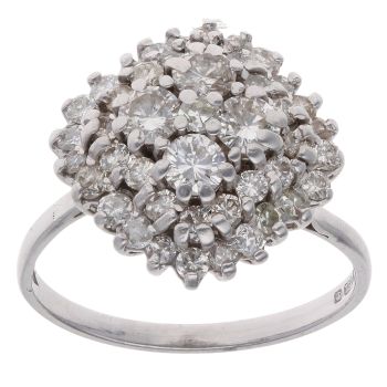 18ct White Gold 1.75ct Brilliant Cut Diamond Cluster Ring