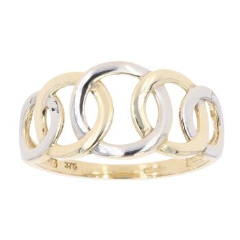 9ct Yellow and White Gold Entwinned Circles Ring