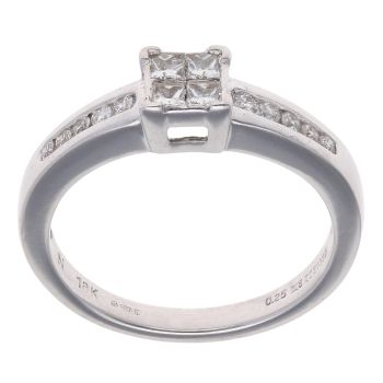 18ct White Gold 0.25ct Princess and Brilliant Cut Diamond Cluster Ring