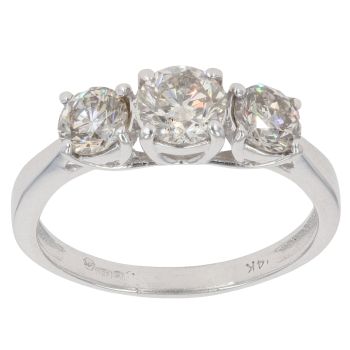 14ct White Gold 1.40ct Brilliant Cut Diamond Trilogy Ring