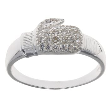 Silver Cubic Zirconia Boxing Glove Ring