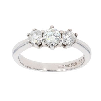 18ct White Gold 0.50ct Diamond Trilogy Ring