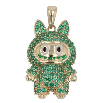 14ct Yellow Gold Green Gemstone Bunny Pendant