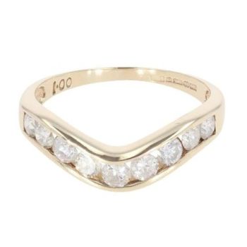 9ct Yellow Gold 1.00ct Diamond Wishbone Ring