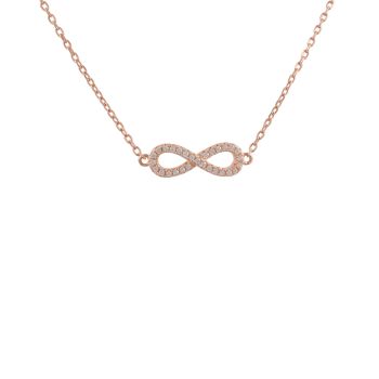 Rose Gold Plated Sterling Silver Infinity Cubic Zirconia Chain Bracelet