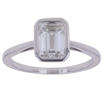 9ct White Gold 2.00ct Emerald Cut Lab Grown Diamond Solitaire Ring