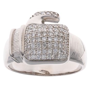 Silver Cubic Zirconia Boxing Glove Ring