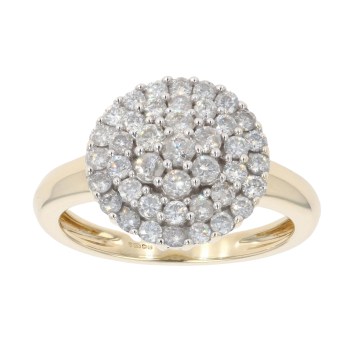 9ct Yellow Gold 1.00ct Brilliant Cut Diamond Cluster Ring