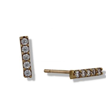 9ct Yellow Gold Cubic Zirconia Straight Bar Stud Earrings