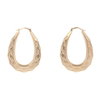 9ct Yellow Gold Diamond Cut Creole Earring