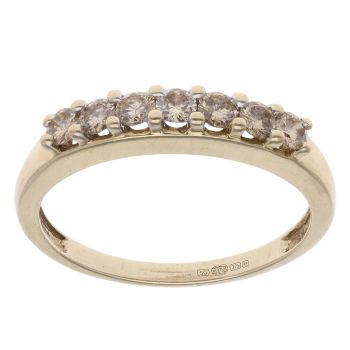 9ct Yellow Gold 0.33ct Brilliant Cut Tinted Diamond Half Eternity Ring