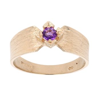 9ct Yellow Gold Single Stone Amethyst Ring