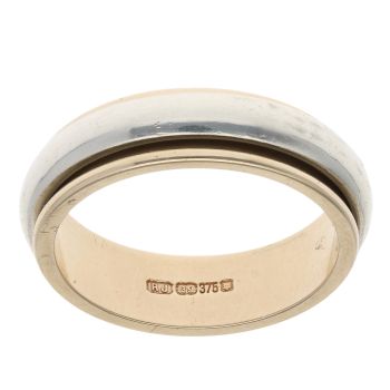 9ct Yellow and White Gold Spin Wedding Band 5.1mm