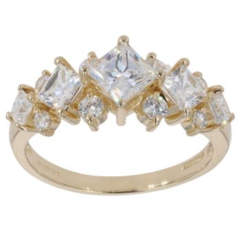 14ct Yellow Gold Cubic Zirconia Cluster Ring