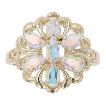9ct Yellow Gold Coated Topaz Cluster Ring