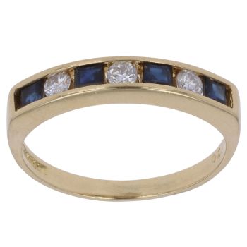 18ct Yellow Gold 0.20ct Diamond and Sapphire Half Eternity Ring