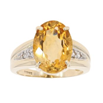 9ct Yellow Gold Citrine And Cubic Zirconia Ring